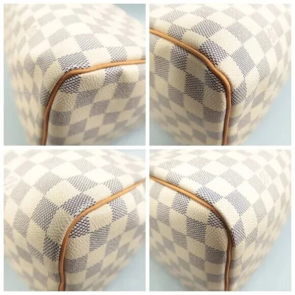 100% Authentic Louis Vuitton Speedy 30 White Damier Azur Canvas Tote - Picture 6 of 12